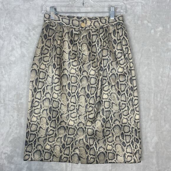 Unknown Dresses & Skirts - Vintage 90s Snake Print High Waist Statement Skirt 34" W Mob Wife Office Siren